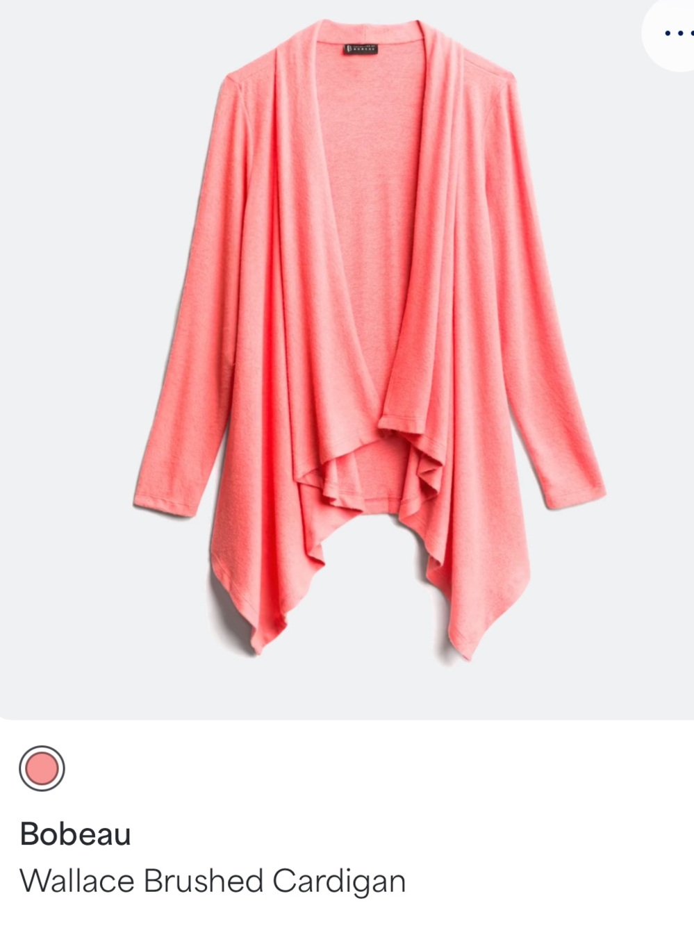 bobeau Coral Pink Draped Open-Front Cardigan